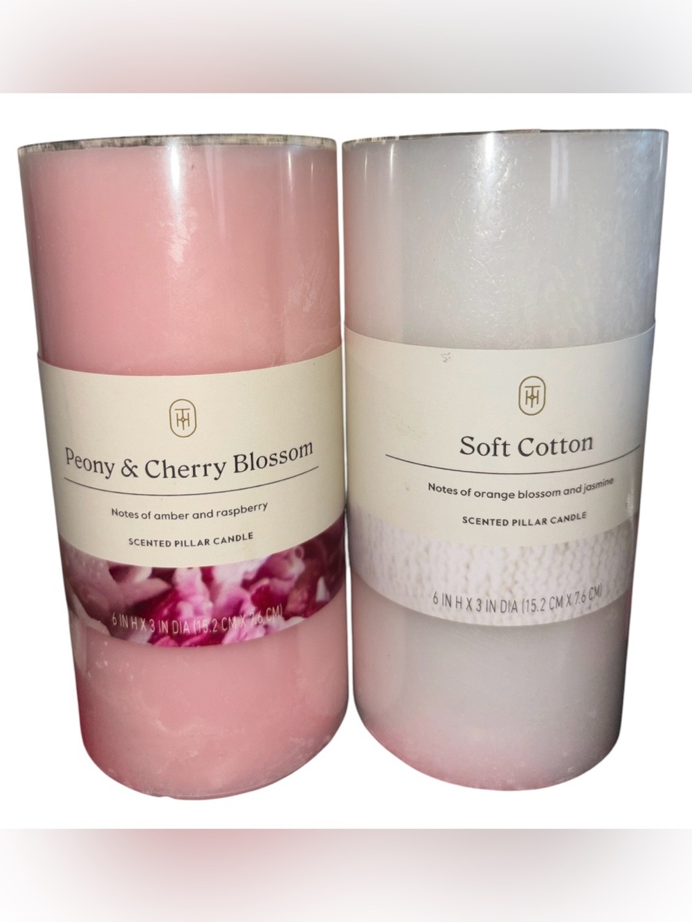 Peony & Cherry Blossom & Soft Cotton Scented Pillar Candle